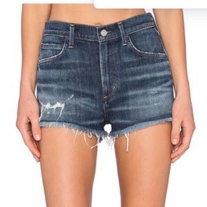 AGOLDE X REVOLVE JADEN HIGH RISE CUT OFF DENIM SHORTS IN STARWOOD DISTRESSED